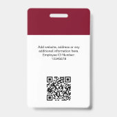 Kundenspezifisches Foto, Qr-Code, Logo, Name Ausweis (Rückseite)