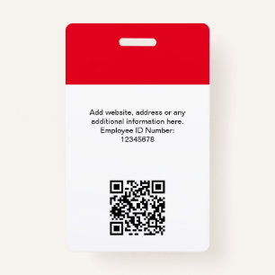 Kundenspezifisches Foto, Qr-Code, Logo, Name Ausweis
