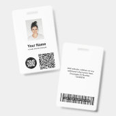 Kundenspezifisches Foto, Qr und Bar, Logo, Name Ausweis (Vorder- & Rückseite)