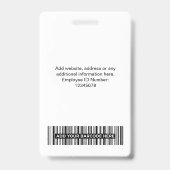 Kundenspezifisches Foto, Qr und Bar, Logo, Name Ausweis (Rückseite)