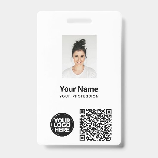 Kundenspezifisches Foto, Qr und Bar, Logo, Name Ausweis (Vorderseite)