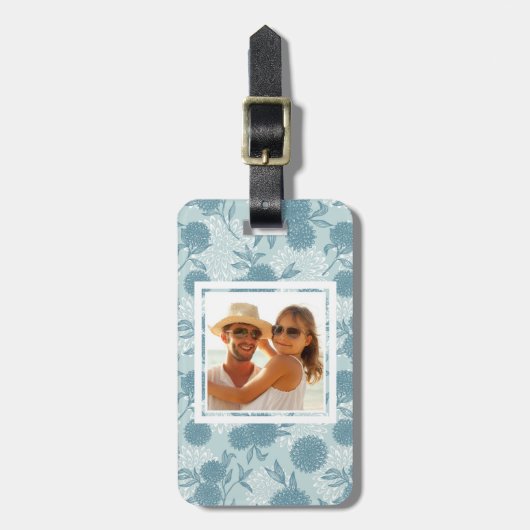 Kundenspezifisches Foto-Retro Blumenmuster 2 2 Gepäckanhänger (Vorderseite vertikal)