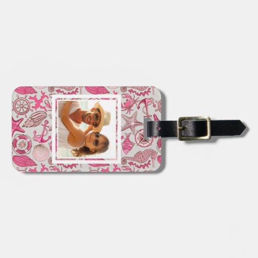 Kundenspezifisches Foto-Rosa-Seemuster Gepäckanhänger (Vorderseite horizontal)