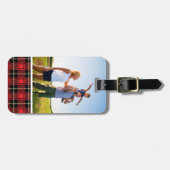 Kundenspezifisches Foto-roter karierter Gepäckanhänger (Vorderseite horizontal)