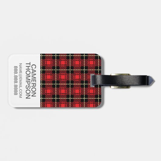 Kundenspezifisches Foto-roter karierter Gepäckanhänger (Rückseite horizontal)