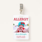 Kundenspezifisches Foto scherzt Allergie wachsames Ausweis (Vorderseite mit Klammer)
