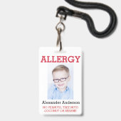 Kundenspezifisches Foto scherzt Allergie wachsames Ausweis (Vorderseite mit Lanyard)