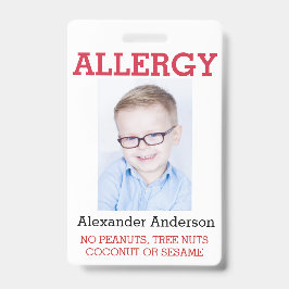Kundenspezifisches Foto scherzt Allergie wachsames Ausweis