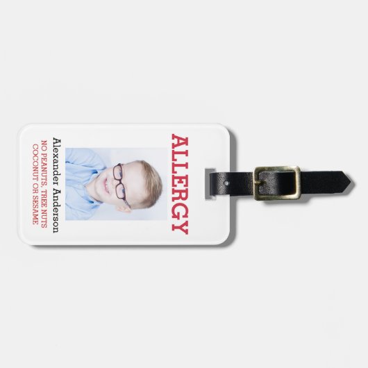 Kundenspezifisches Foto scherzt Allergie wachsames Gepäckanhänger (Vorderseite horizontal)