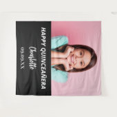 Kundenspezifisches Foto Schwarz-weiß Quinceanera P Wandteppich (Vorderseite (Horizontal))