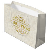 Kundenspezifisches Foto sorgt für fröhliche Weihna Große Geschenktüte (Rückseite Schrägansicht)