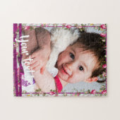 Kundenspezifisches Foto-Text-lila Puzzle (Horizontal)