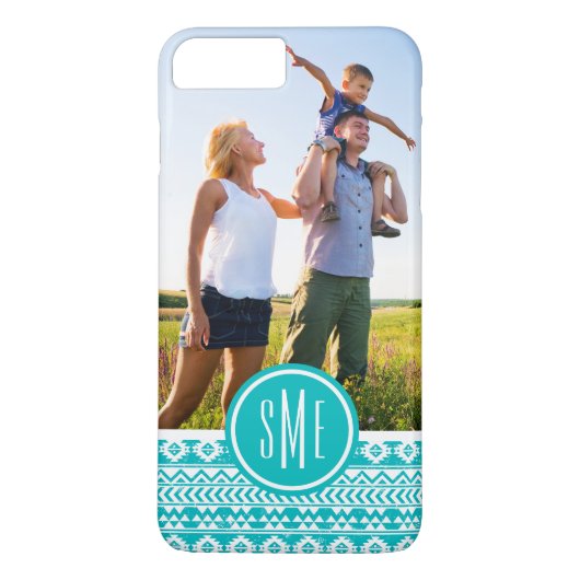 Kundenspezifisches Foto-u. Monogramm-aquamarines Case-Mate iPhone Hülle (Rückseite)