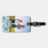 Kundenspezifisches Foto-u. Monogramm-Retro Gepäckanhänger (Vorderseite horizontal)