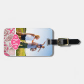 Kundenspezifisches Foto-u. Monogramm-rosa Gepäckanhänger (Vorderseite horizontal)