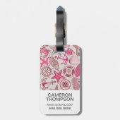 Kundenspezifisches Foto-u. Monogramm-rosa Gepäckanhänger (Rückseite vertikal)