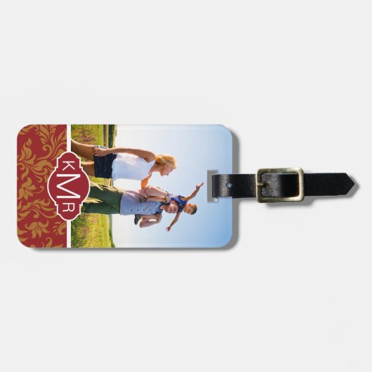 Kundenspezifisches Foto-u. Monogramm-Rot u. Gepäckanhänger (Vorderseite horizontal)