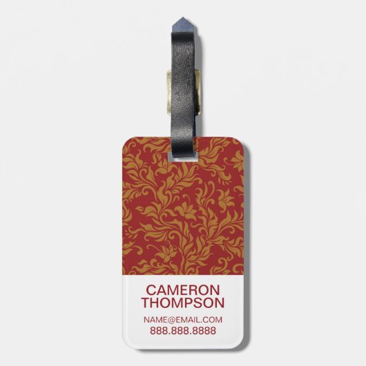 Kundenspezifisches Foto-u. Monogramm-Rot u. Gepäckanhänger (Rückseite vertikal)