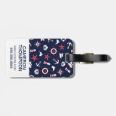 Kundenspezifisches Foto-u. Monogramm-Seeseemuster Gepäckanhänger (Rückseite horizontal)