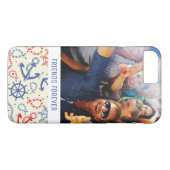 Kundenspezifisches Foto u. Text-Rot und Marine mit Case-Mate iPhone Hülle (Rückseite (Horizontal))