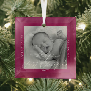 Kundenspezifisches Foto und Name Baby's First Chri Ornament Aus Glas