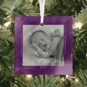 Kundenspezifisches Foto und Name Baby's First Chri Ornament Aus Glas