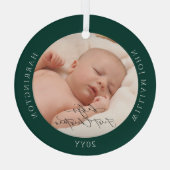 Kundenspezifisches Foto und Name Baby's First Gree Ornament Aus Glas (Rückseite)