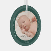 Kundenspezifisches Foto und Name Baby's First Gree Ornament Aus Glas (Vorderseite Rechts)