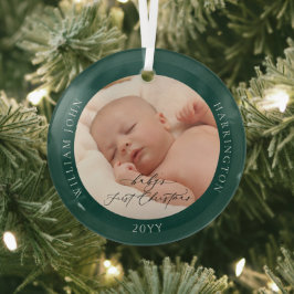 Kundenspezifisches Foto und Name Baby's First Gree Ornament Aus Glas