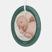 Kundenspezifisches Foto und Name Baby's First Gree Ornament Aus Glas (Vorderseite links)