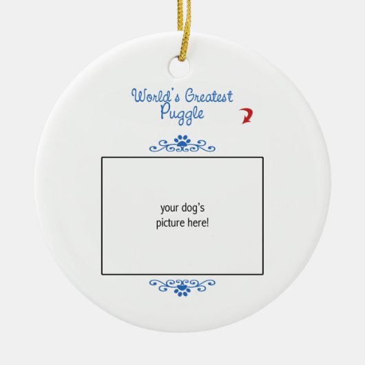 Kundenspezifisches Foto! Weltbestes Puggle Keramikornament (Vorne)