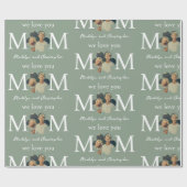 Kundenspezifisches Foto Wir Liebe Sie Mama Grünen  Geschenkpapier (Flach)