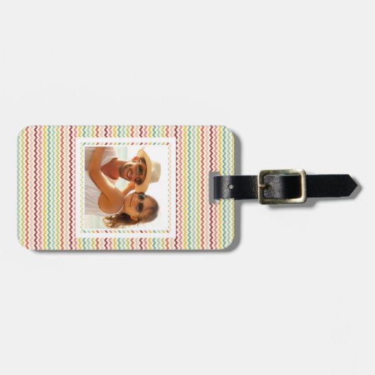 Kundenspezifisches Foto-Zickzack Muster 4 Gepäckanhänger (Vorderseite horizontal)