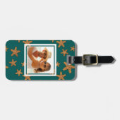 Kundenspezifisches Fotoorange Starfish-Muster Gepäckanhänger (Vorderseite horizontal)