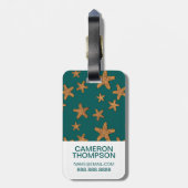 Kundenspezifisches Fotoorange Starfish-Muster Gepäckanhänger (Rückseite vertikal)