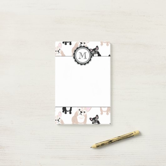 Kundenspezifisches französische Bulldoggen-Muster Post-it Klebezettel (Auf Schreibtisch)