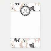 Kundenspezifisches französische Bulldoggen-Muster Post-it Klebezettel (Vorderseite)