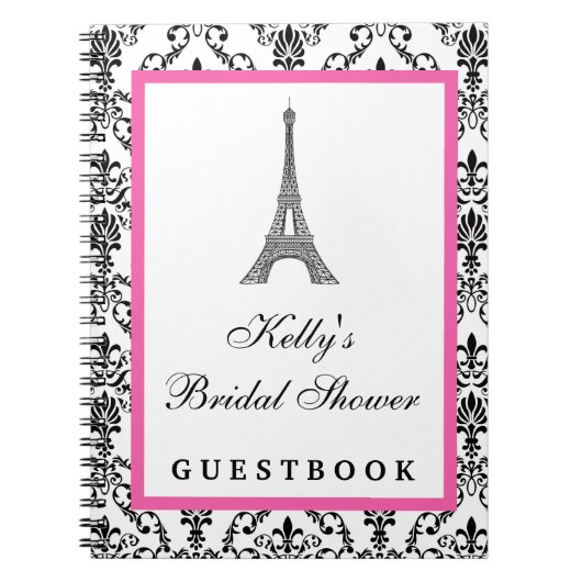 Kundenspezifisches Gast-Buch Eiffelturm-rosa Paris Notizblock (Vorderseite)