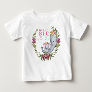 Kundenspezifisches großes kleines Elefant-rosa Baby T-shirt