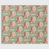 Kundenspezifisches grünes Weihnachts-Foto-Umschlag Geschenkpapier (Flach)