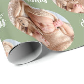 Kundenspezifisches grünes Weihnachts-Foto-Umschlag Geschenkpapier (Rolleneckpunkt)