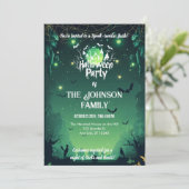 Kundenspezifisches Halloween-Party mit grünen Lant Einladung (Stehend Vorderseite)