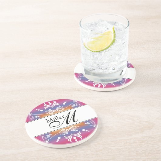 Kundenspezifisches Hochzeitstag-Monogramm Untersetzer (Seite)