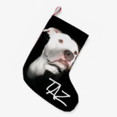 Kundenspezifisches Hundenamen-Foto Kleiner Weihnachtsstrumpf (Vorderansicht (hängend))