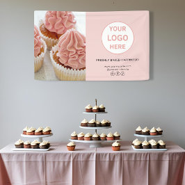 Kundenspezifisches Logo Foto Pink Bakery Business Banner