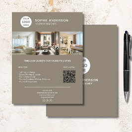 Kundenspezifisches Logo Foto QR Taupe Beruflich Bu Flyer