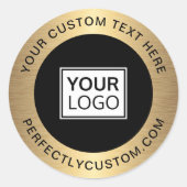 Kundenspezifisches Logo goldene Grenze Geschäft da Runder Aufkleber (Vorderseite)