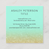 Kundenspezifisches Logo Moderner Glitzer Minze grü Quadratische Visitenkarte (Rückseite)