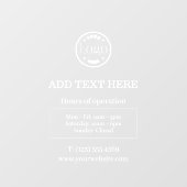 Kundenspezifisches Logo, weiße GeschäftsÖffnungsze Fensteraufkleber (Blatt)