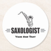 Kundenspezifisches lustiges Saxophon Runder Pappuntersetzer (Vorderseite)